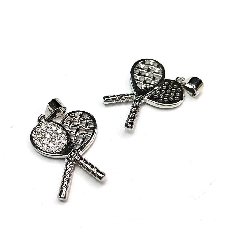 Подвеска Ракетки 22х17 мм с фианитами, штука