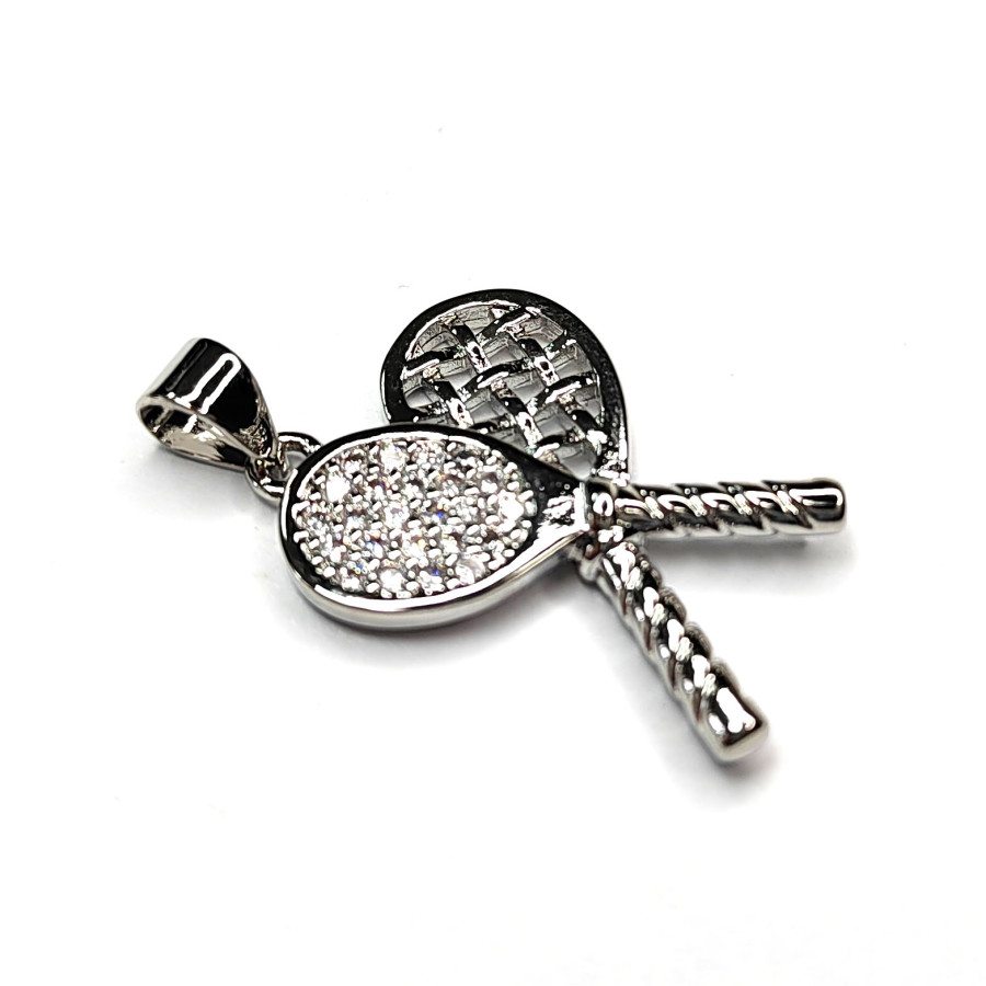 Подвеска Ракетки 22х17 мм с фианитами, штука