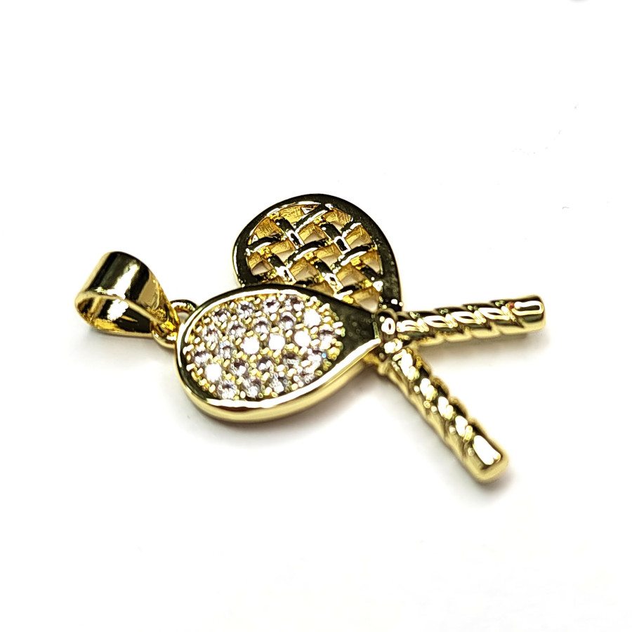 Подвеска Ракетки 22х17 мм с фианитами, штука