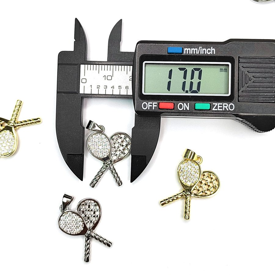 Подвеска Ракетки 22х17 мм с фианитами, штука