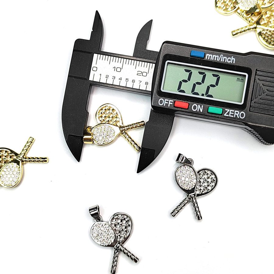 Подвеска Ракетки 22х17 мм с фианитами, штука