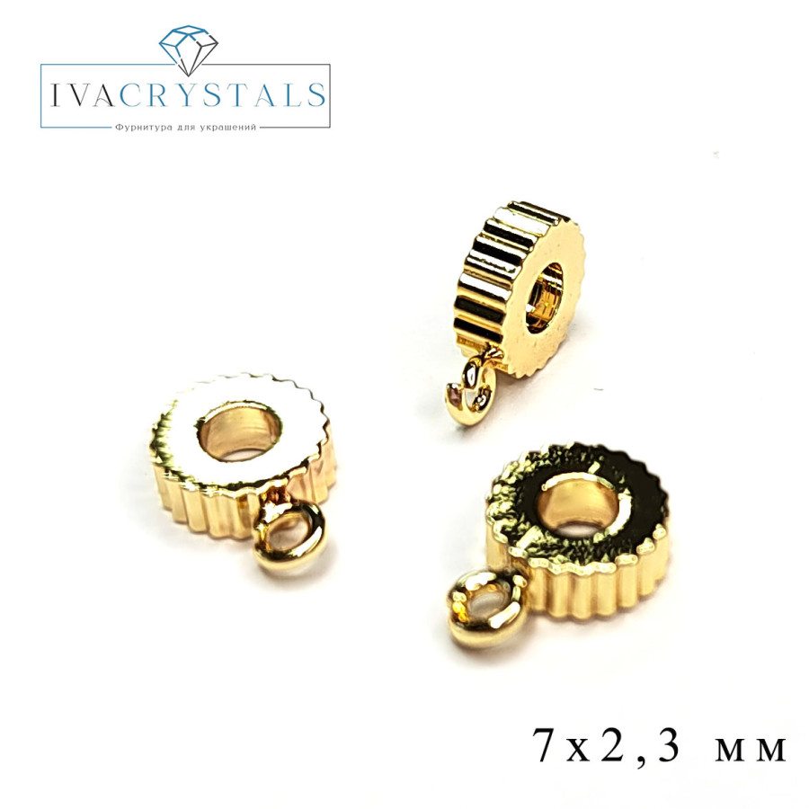 Кольцо - бейл с петелькой 7х2,3 мм, штука покрытие Позолота