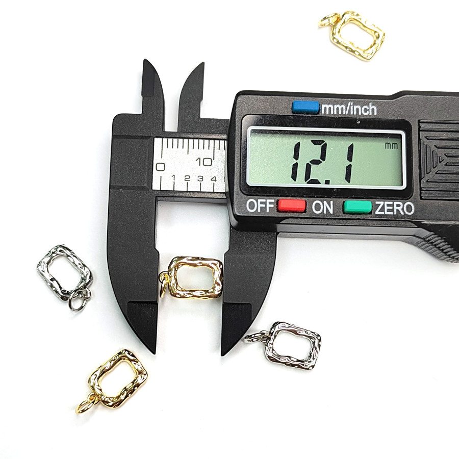 Подвеска Прямоугольная 12х8 мм, Мятый металл, штука