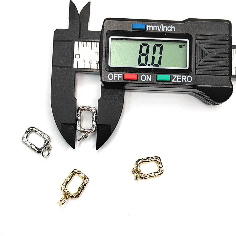 Подвеска Прямоугольная 12х8 мм, Мятый металл, штука