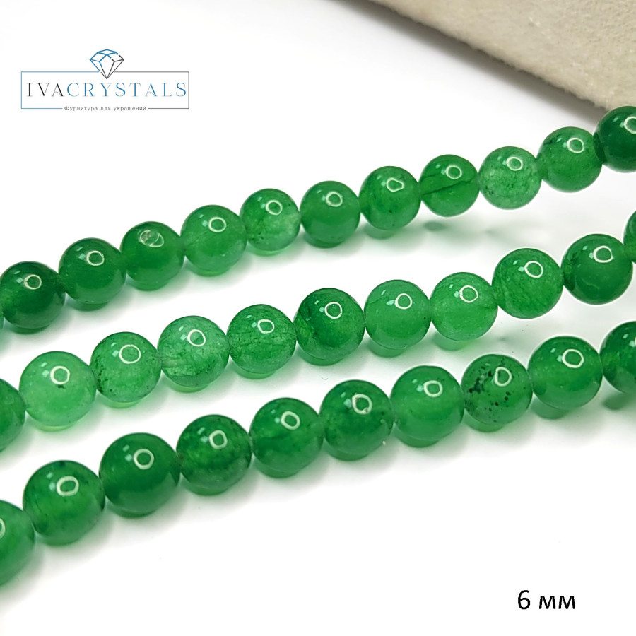 Авантюрин натуральный 6 мм бусины в нитях, нить 38 см