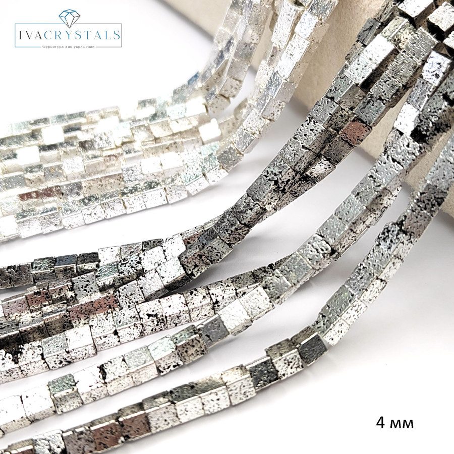 4 мм кубик Гематит, НИТЬ 40 см