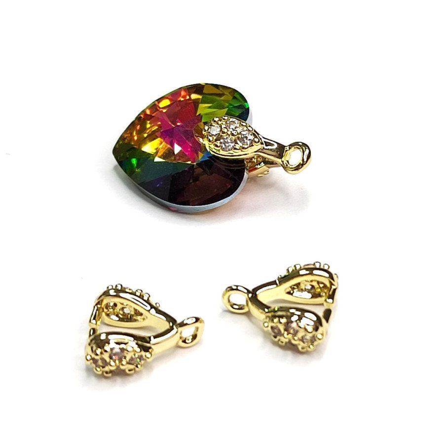 Бейл 10х4 мм с фианитами, штука