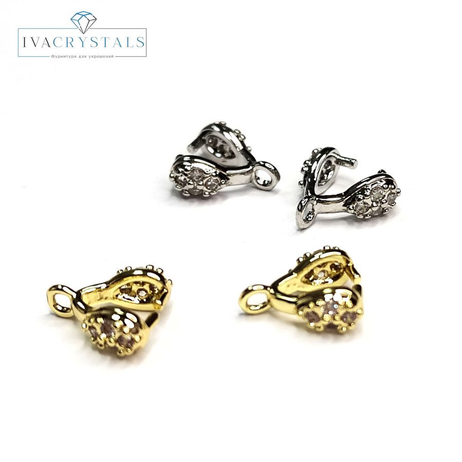 Бейл 10х4 мм с фианитами, штука