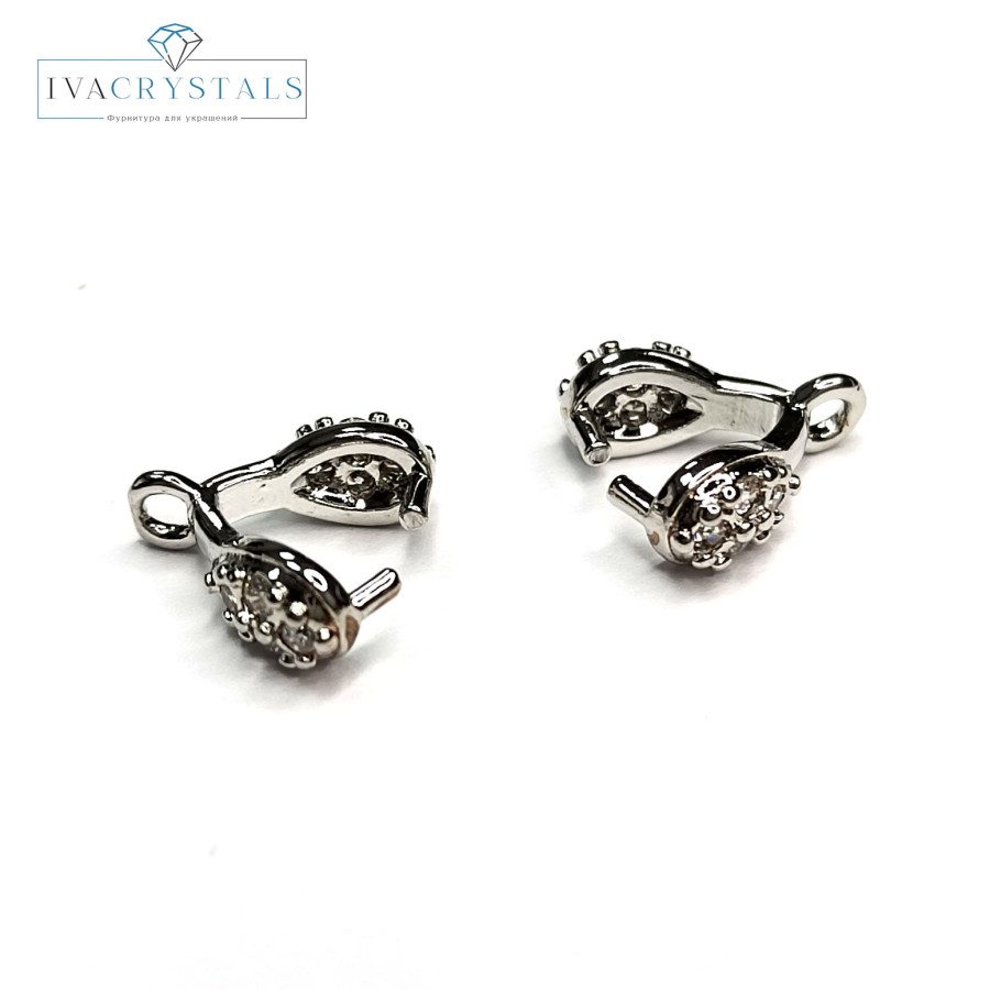 Бейл 10х4 мм с фианитами, штука