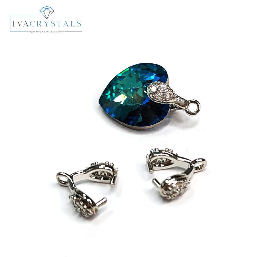 Бейл 10х4 мм с фианитами, штука покрытие Родий