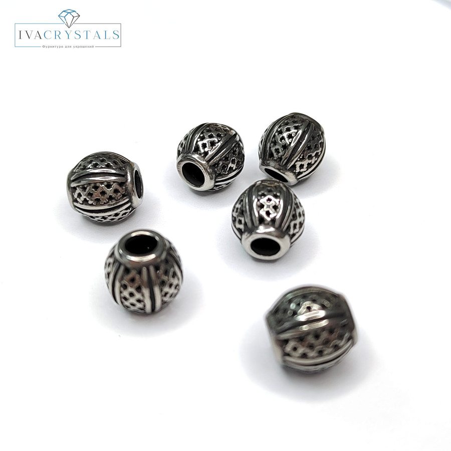 Бусина 9,7х9,5 мм разделительная из нержавеющей стали, штука