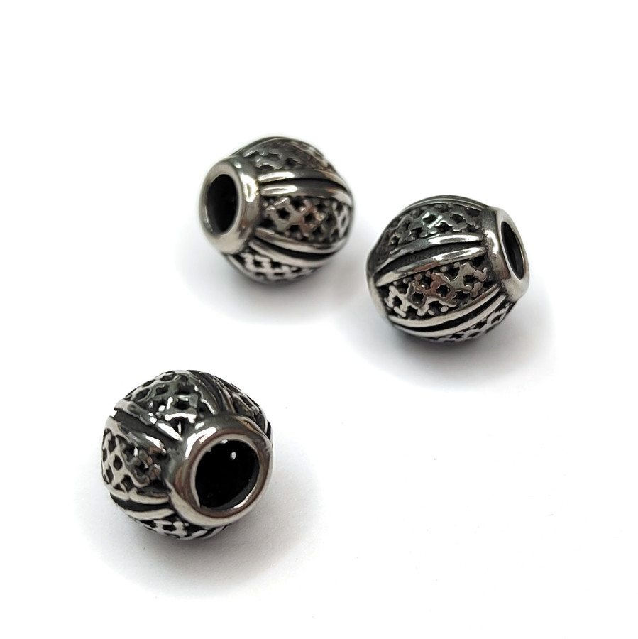 Бусина 9,7х9,5 мм разделительная из нержавеющей стали, штука