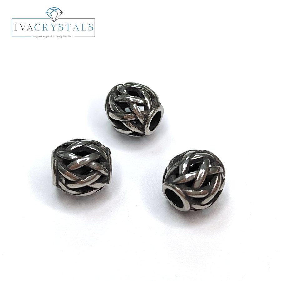 Бусина 9,8х9,7 мм разделительная из нержавеющей стали, штука