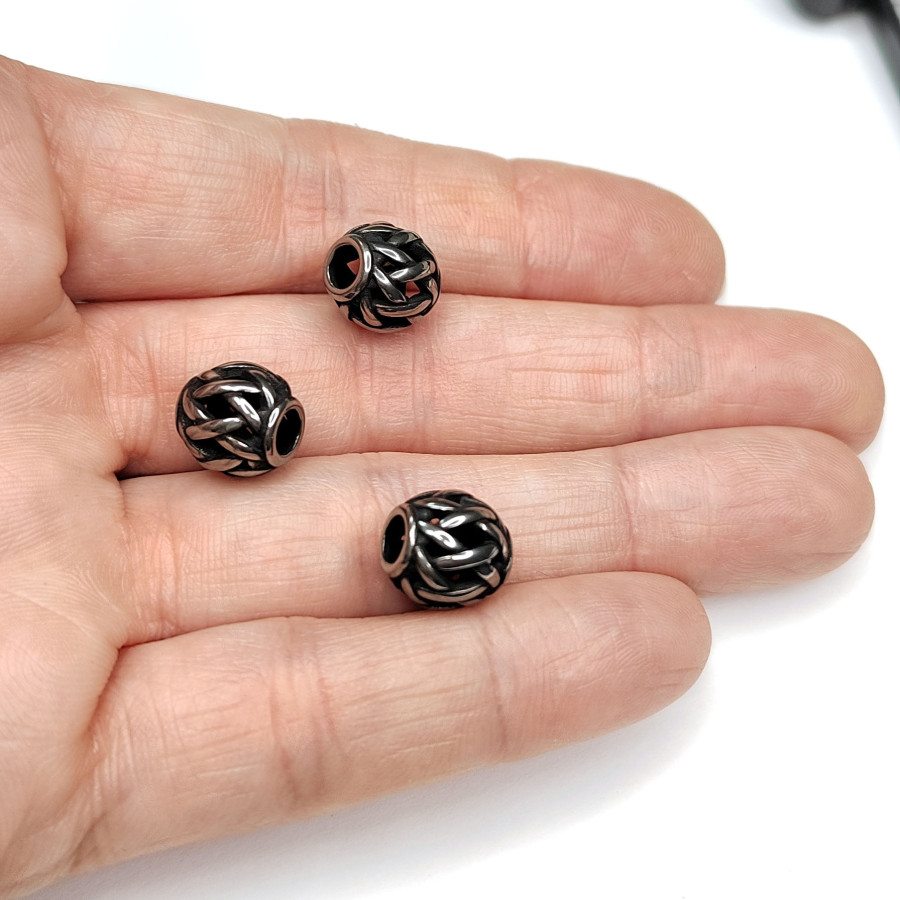 Бусина 9,8х9,7 мм разделительная из нержавеющей стали, штука