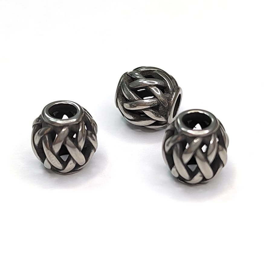 Бусина 9,8х9,7 мм разделительная из нержавеющей стали, штука