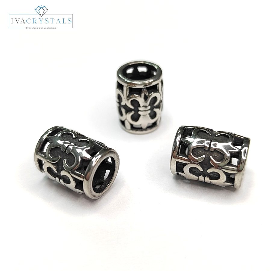 Бусина 12х9 мм разделительная из нержавеющей стали, штука