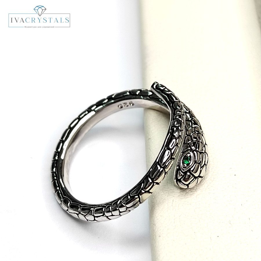 Кольцо Змейка безразмерное, ширина 8 мм Родий