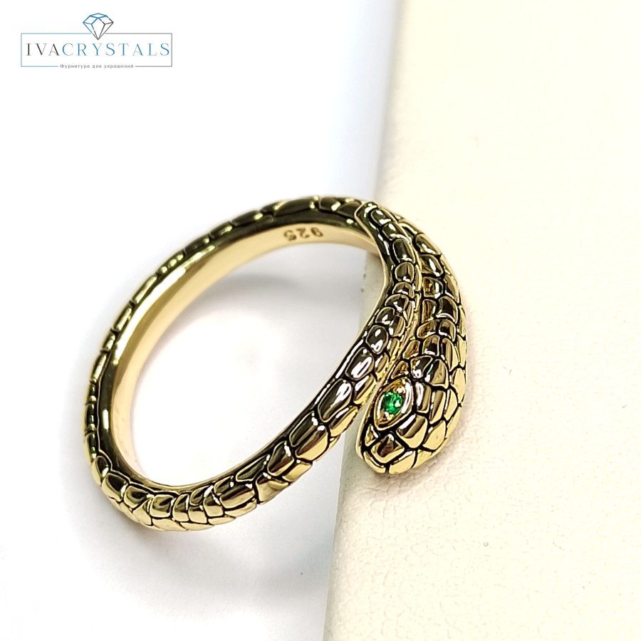 Кольцо Змейка безразмерное, ширина 8 мм Позолота
