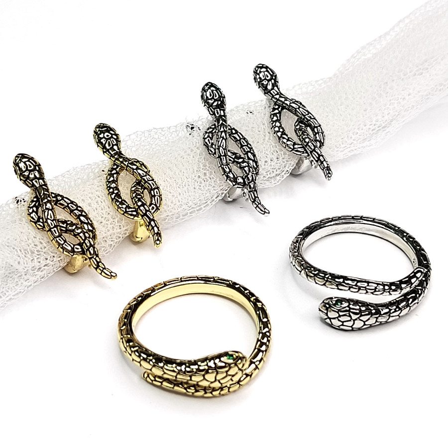 Швензы Змейки 24х8 мм с зелёными глазками,  пара