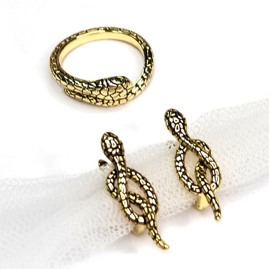 Швензы Змейки 24х8 мм с зелёными глазками,  пара