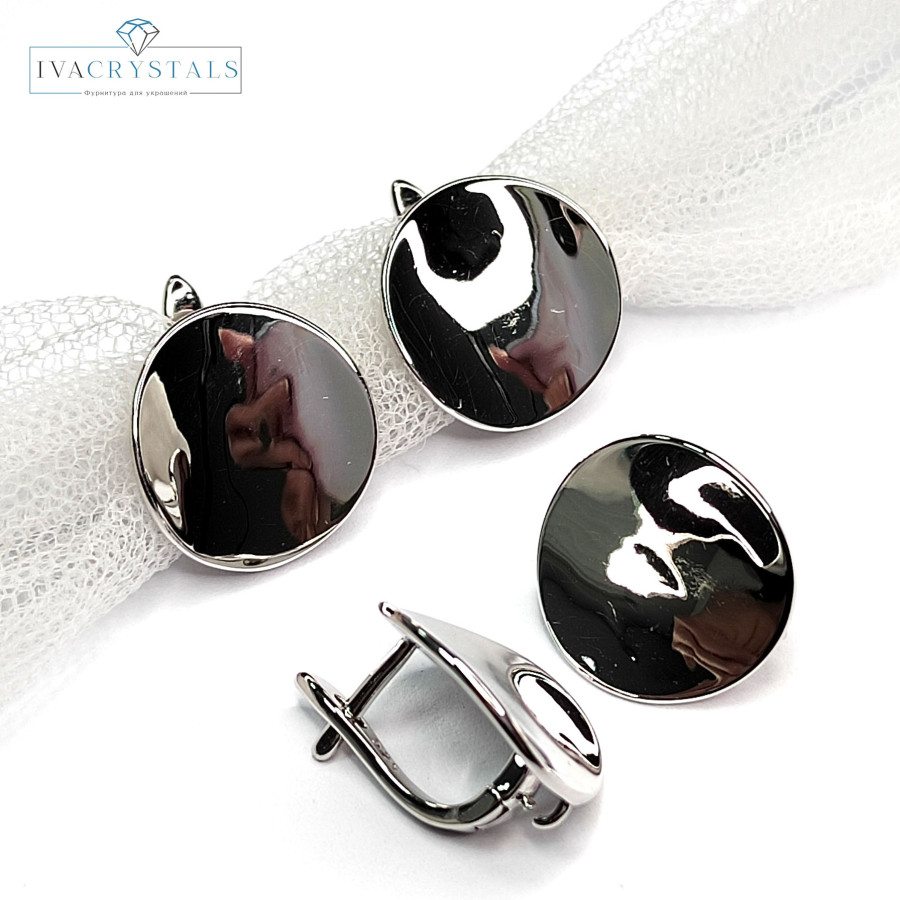 Швензы круглые гладкие 16 мм, покрытие Родий, пара