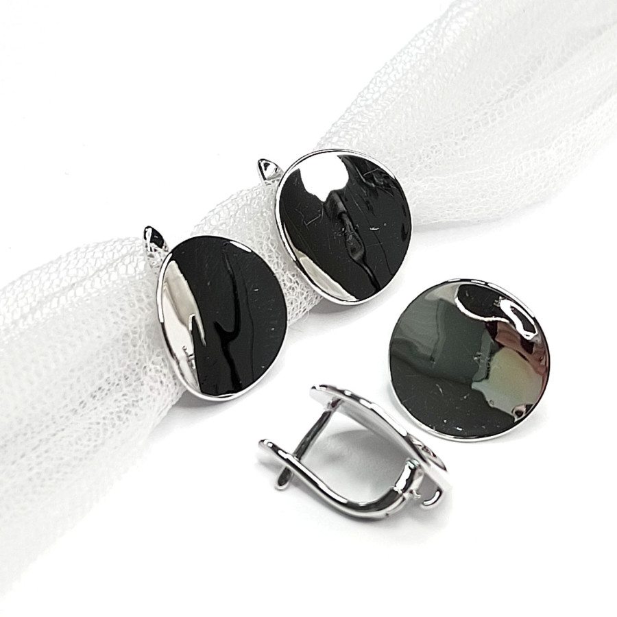 Швензы круглые гладкие 16 мм, покрытие Родий, пара