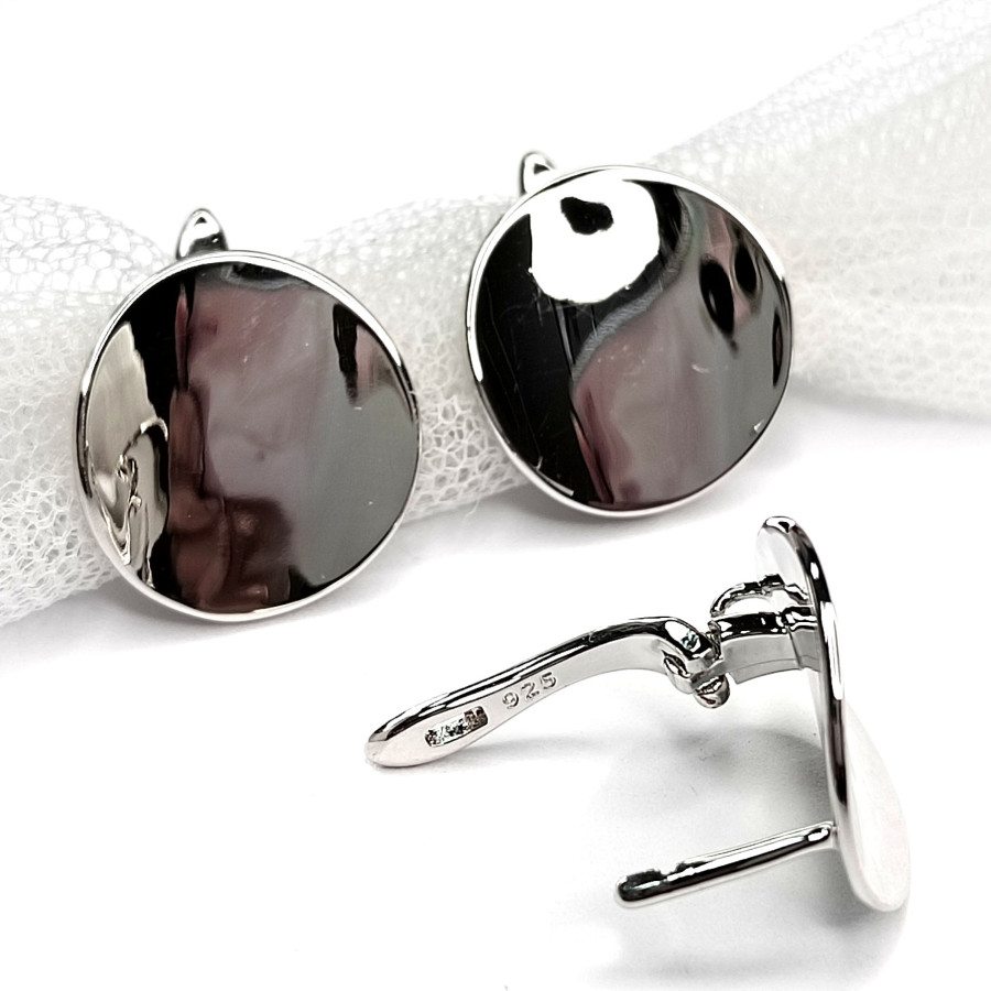 Швензы круглые гладкие 16 мм, покрытие Родий, пара