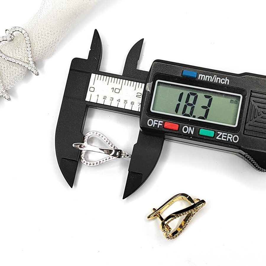 Швензы Сердце 18х13 мм с фианитами, пара