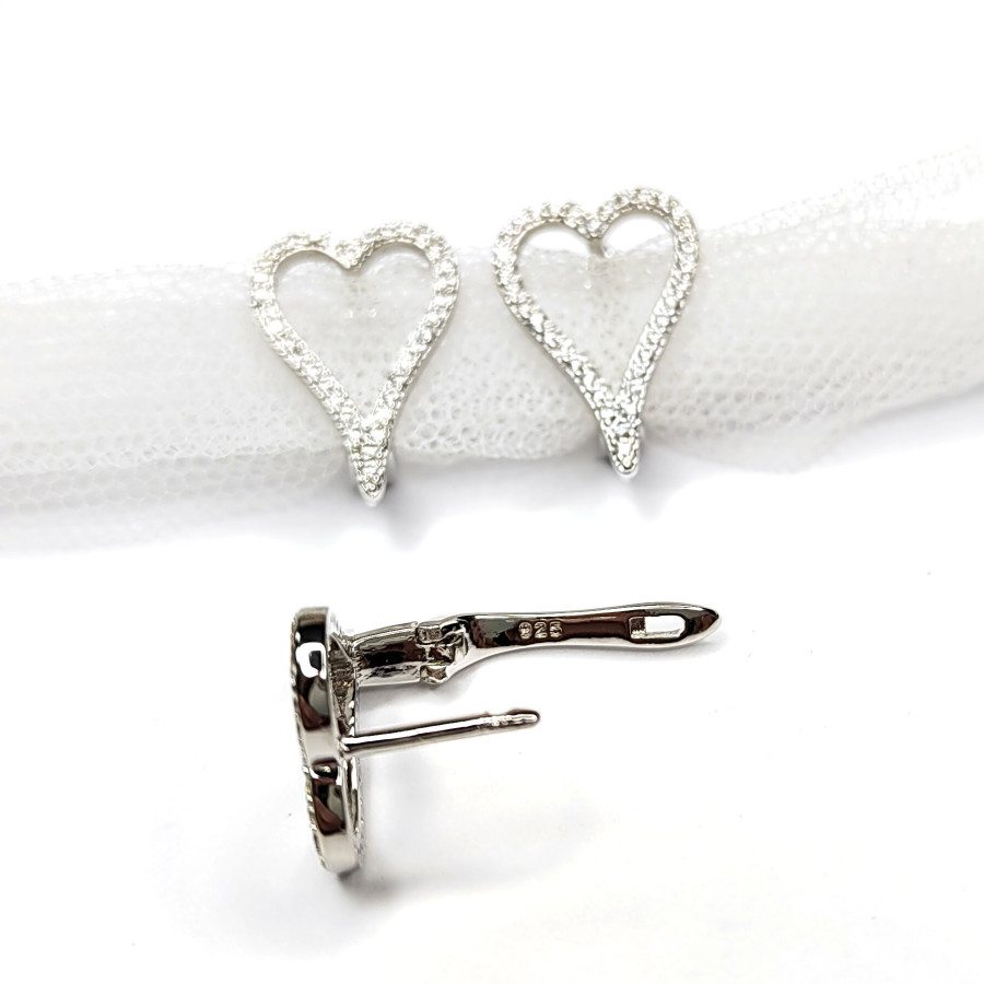 Швензы Сердце 18х13 мм с фианитами, пара