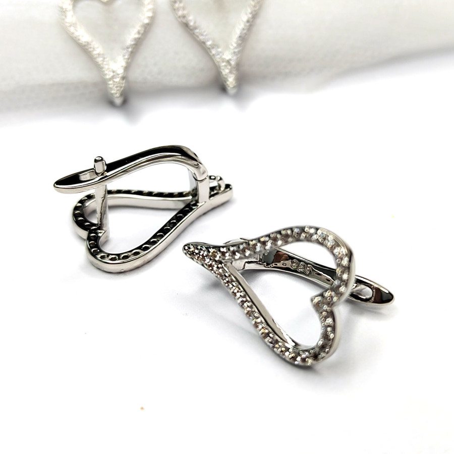 Швензы Сердце 18х13 мм с фианитами, пара