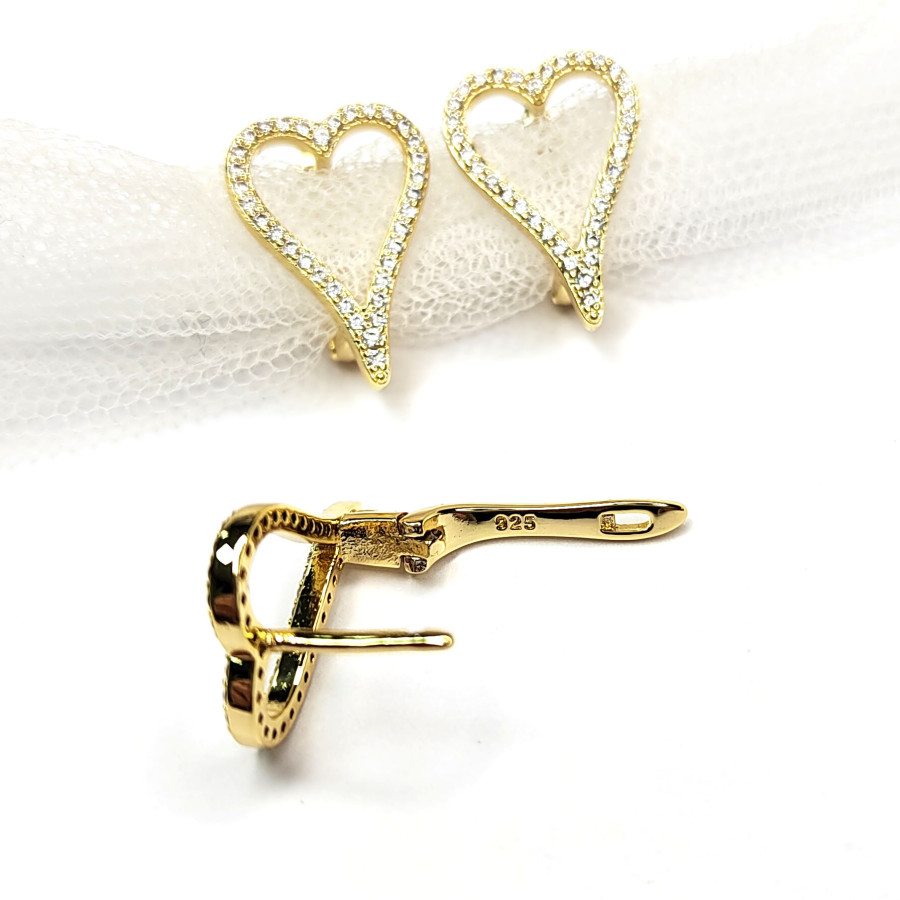 Швензы Сердце 18х13 мм с фианитами, пара