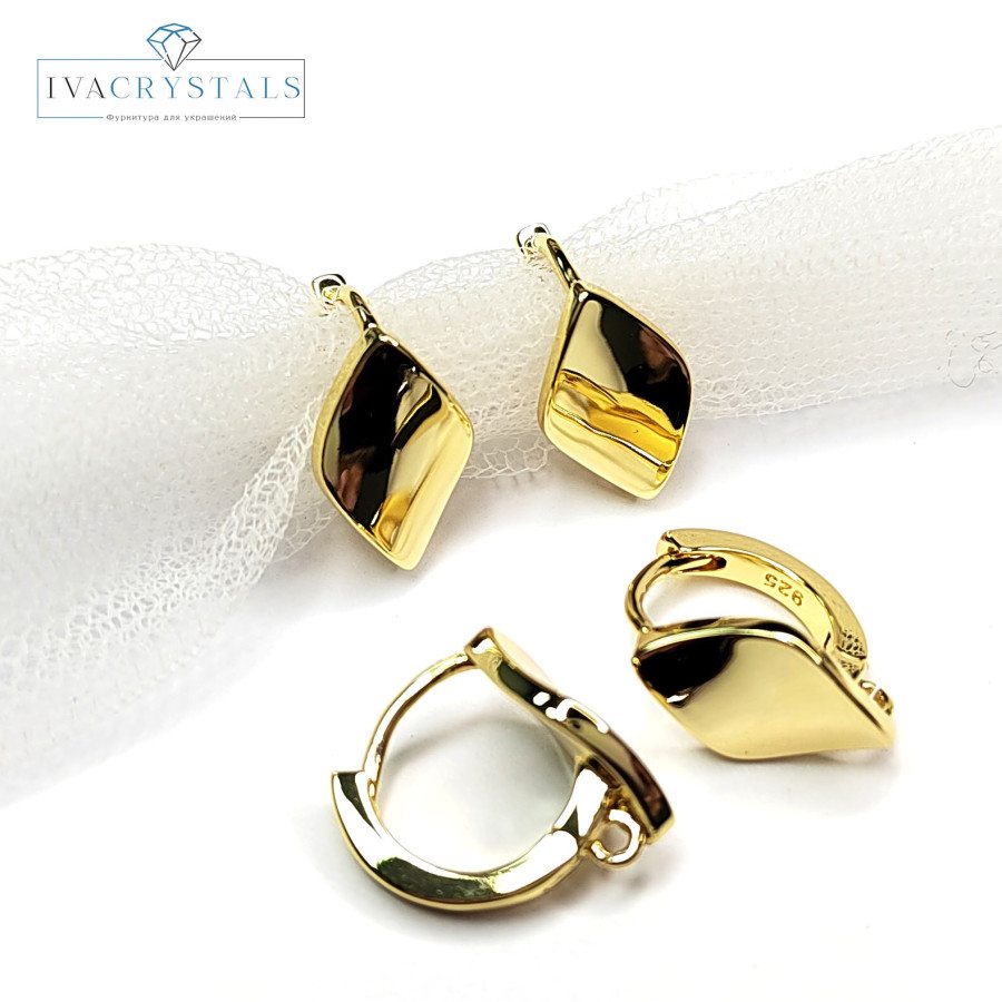 Швензы Ромбики 14х9 мм, пара покрытие Позолота