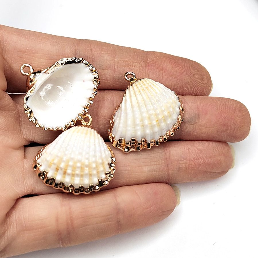 Подвеска Ракушка 25 мм, покрытие Позолота, штука