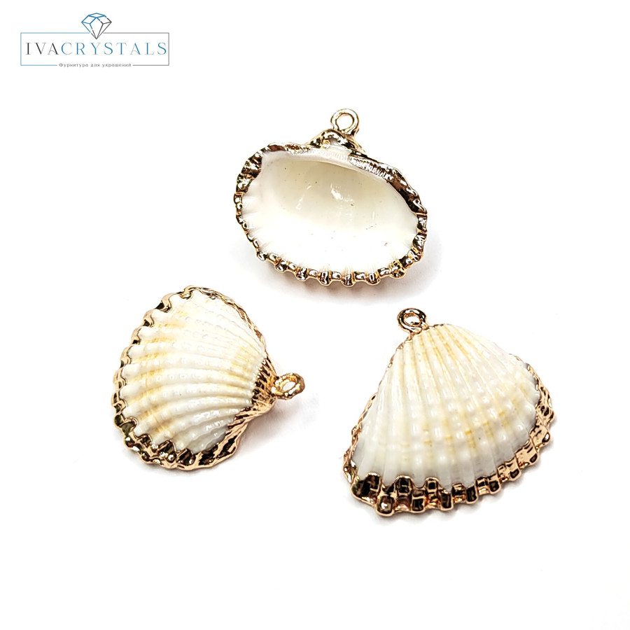 Подвеска Ракушка 25 мм, покрытие Позолота, штука