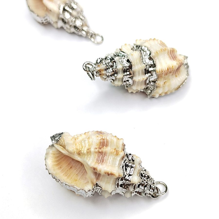 Крупная подвеска Ракушка 38х20 мм, серебристое покрытие, штука