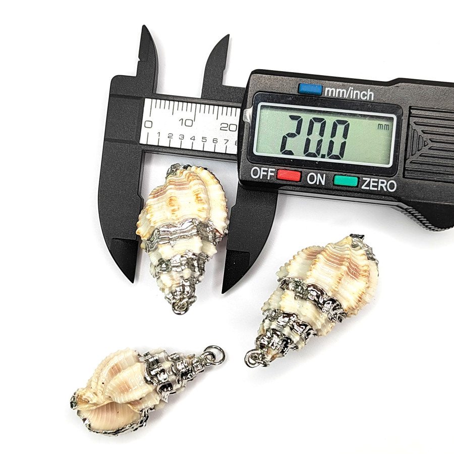 Крупная подвеска Ракушка 38х20 мм, серебристое покрытие, штука