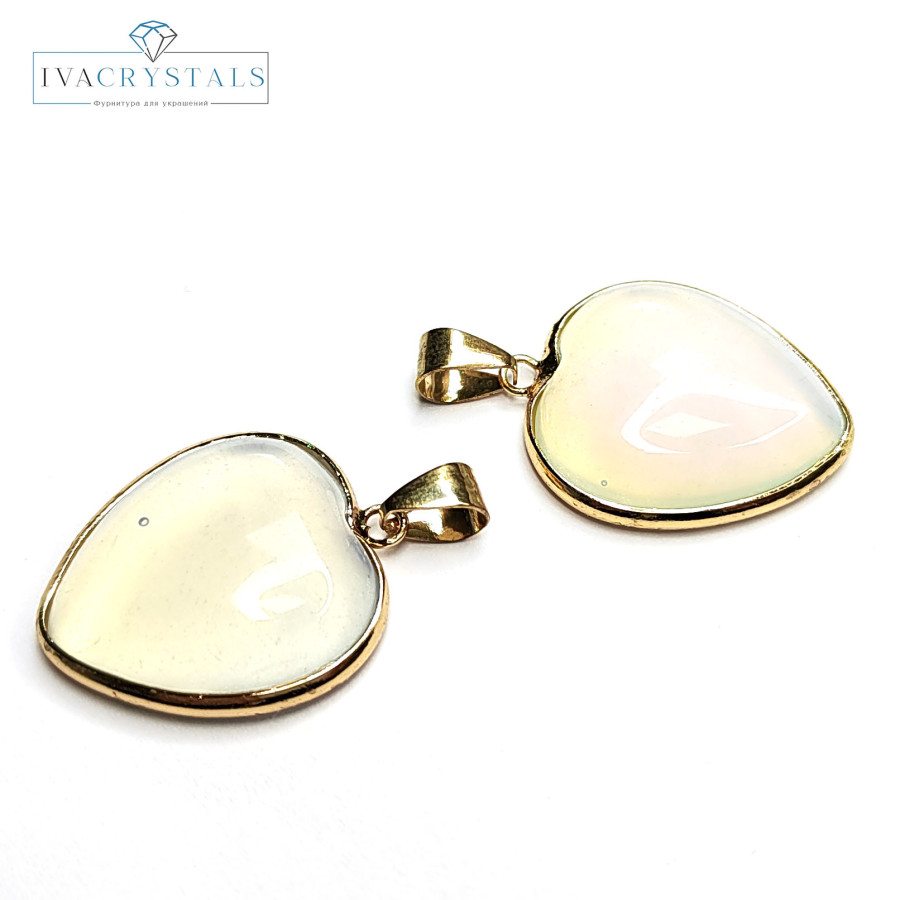 Крупная подвеска Сердце акриловое 29х24 мм, покрытие Позолота, штука