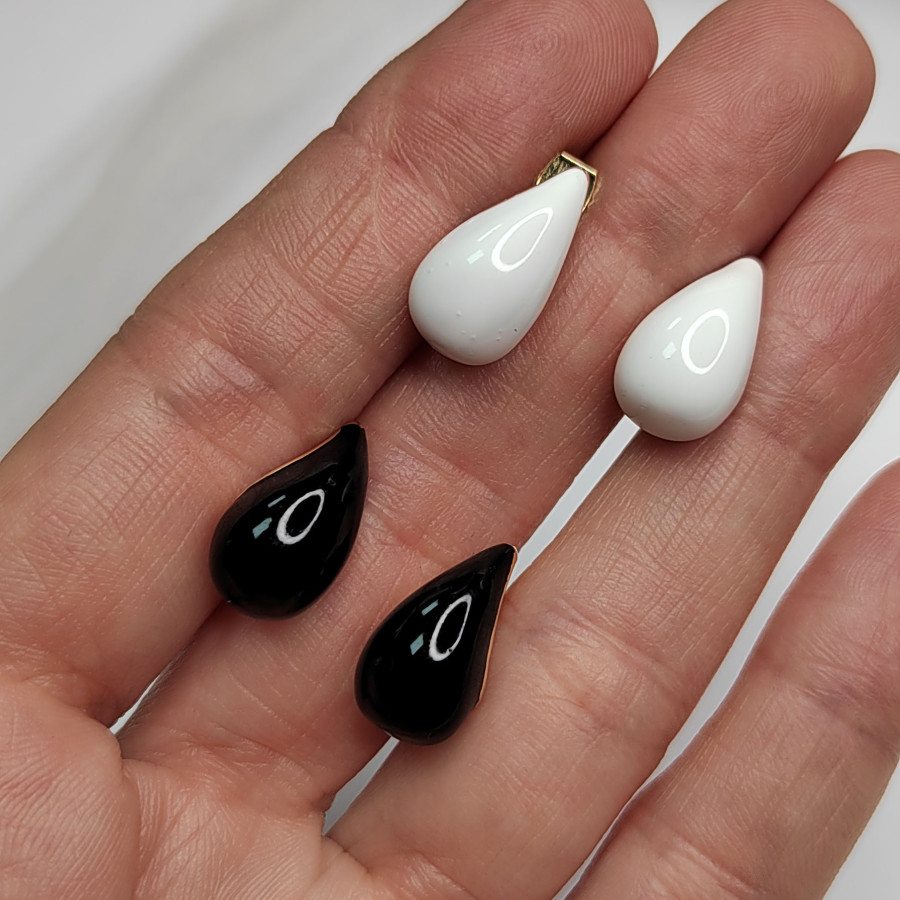 Серьги гвоздики Капли Чёрные 17,5х9 мм, пара