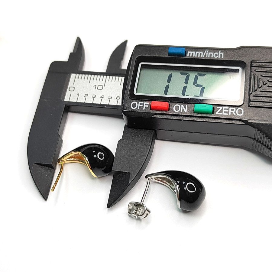 Серьги гвоздики Капли Чёрные 17,5х9 мм, пара