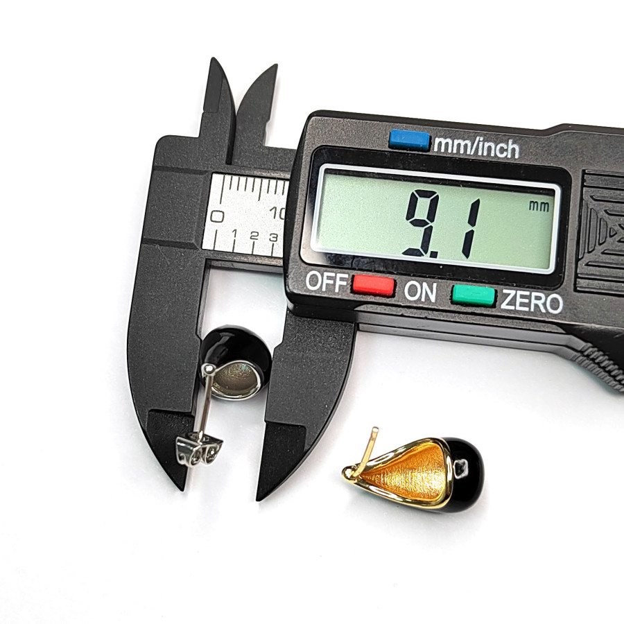 Серьги гвоздики Капли Чёрные 17,5х9 мм, пара