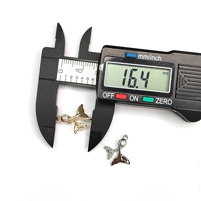 Хвост кита подвеска с фианитами, 16х14 мм, штука