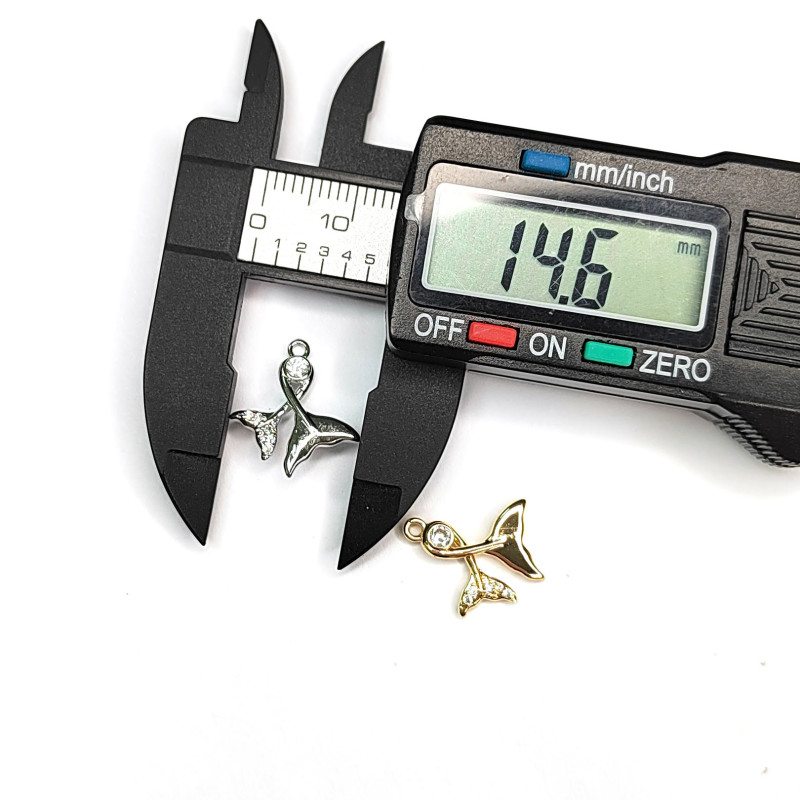 Хвост кита подвеска с фианитами, 16х14 мм, штука