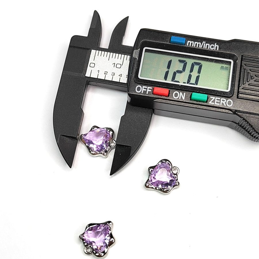 Подвеска Сердце с сиреневым фианитом, 11х13 мм , штука Позолота