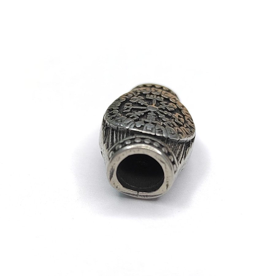 Вегвизир с рунами Крупная разделительная бусина из нержавеющей стали с чернением, 20х13 мм, штука