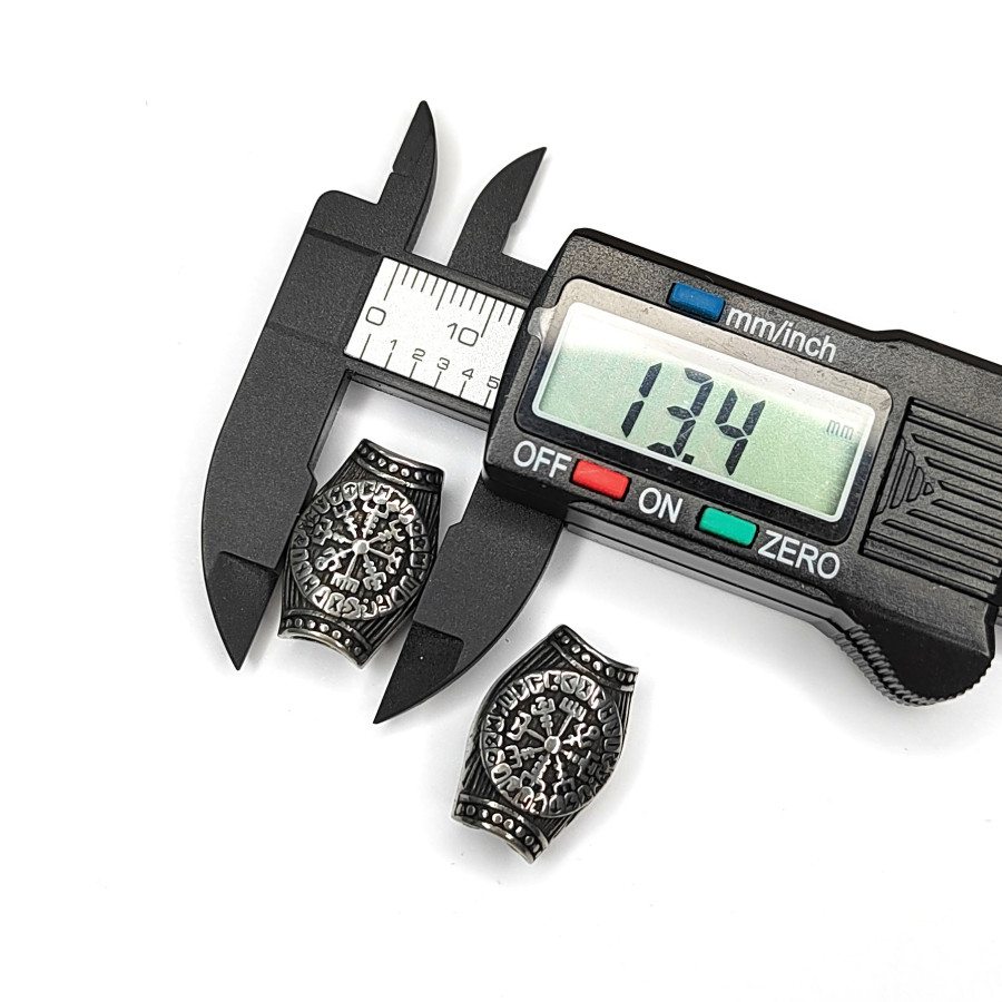 Вегвизир с рунами Крупная разделительная бусина из нержавеющей стали с чернением, 20х13 мм, штука