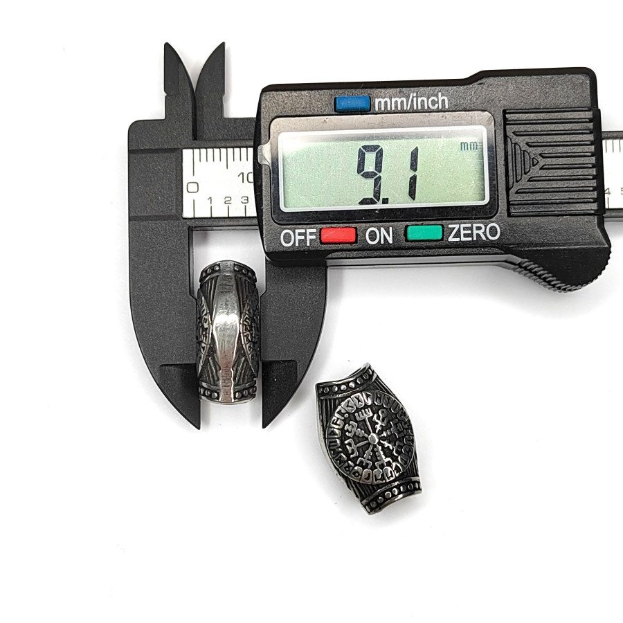 Вегвизир с рунами Крупная разделительная бусина из нержавеющей стали с чернением, 20х13 мм, штука