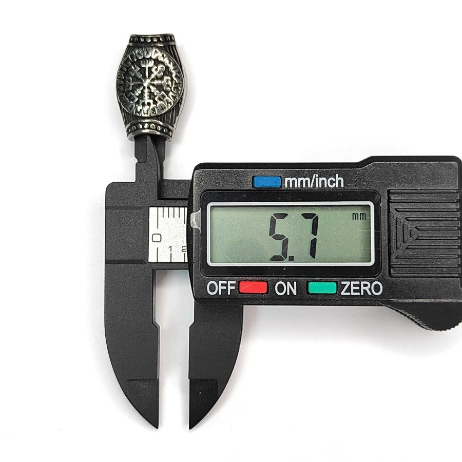 Вегвизир с рунами Крупная разделительная бусина из нержавеющей стали с чернением, 20х13 мм, штука