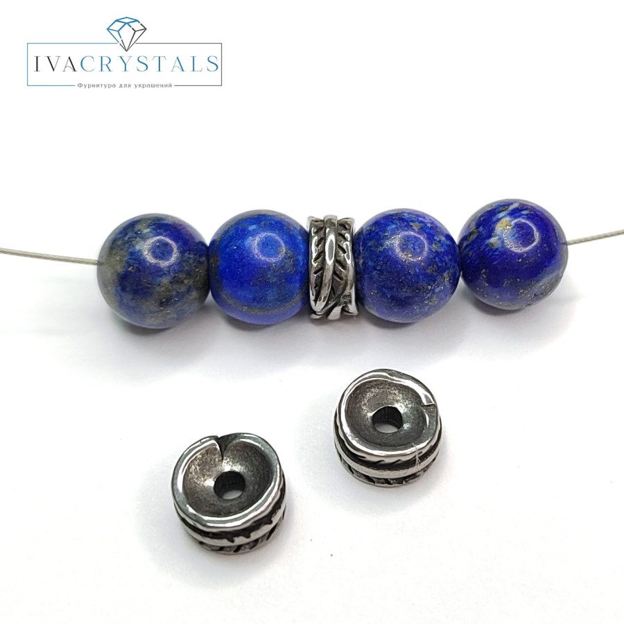 Бусина 8х3,8 мм разделительная из нержавеющей стали, штука