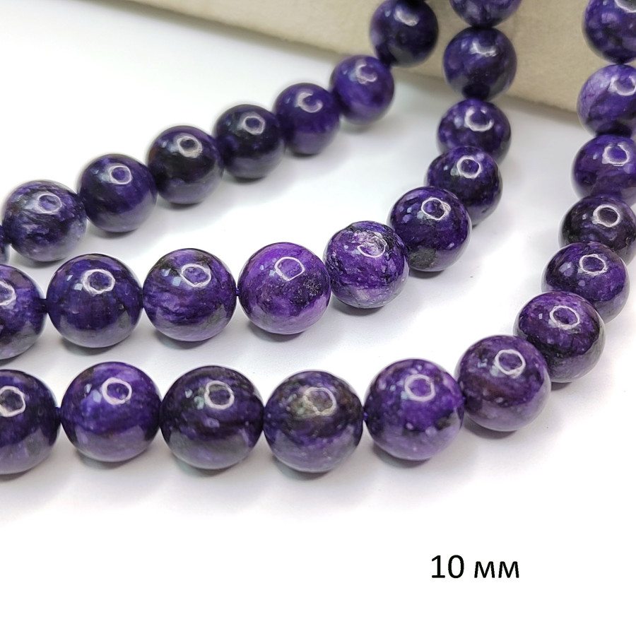 Чароит натуральный 10 мм, нить 38 см