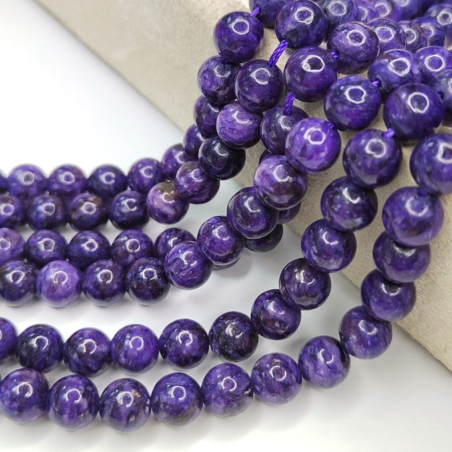 Чароит натуральный 8 мм, нить 38-39 см